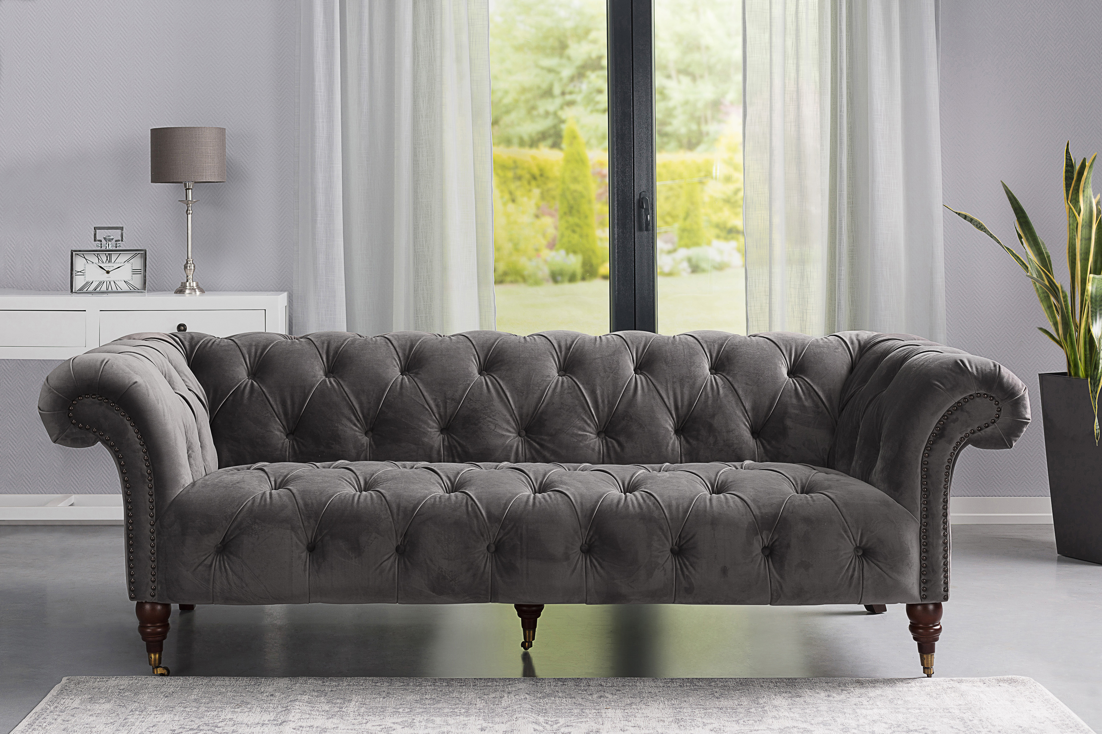 Dekoria.pl, sofa Chesterfield glamour velvet dark grey